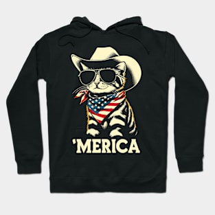 USA Flag Cat 4th of July Funny Patriotic Hoodie